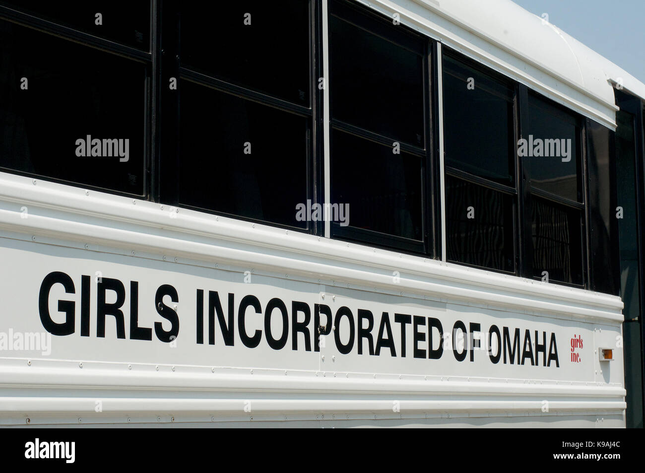 Detail of Girls Incorporated Bus at Omaha, Nebraska, USA Stock Photo