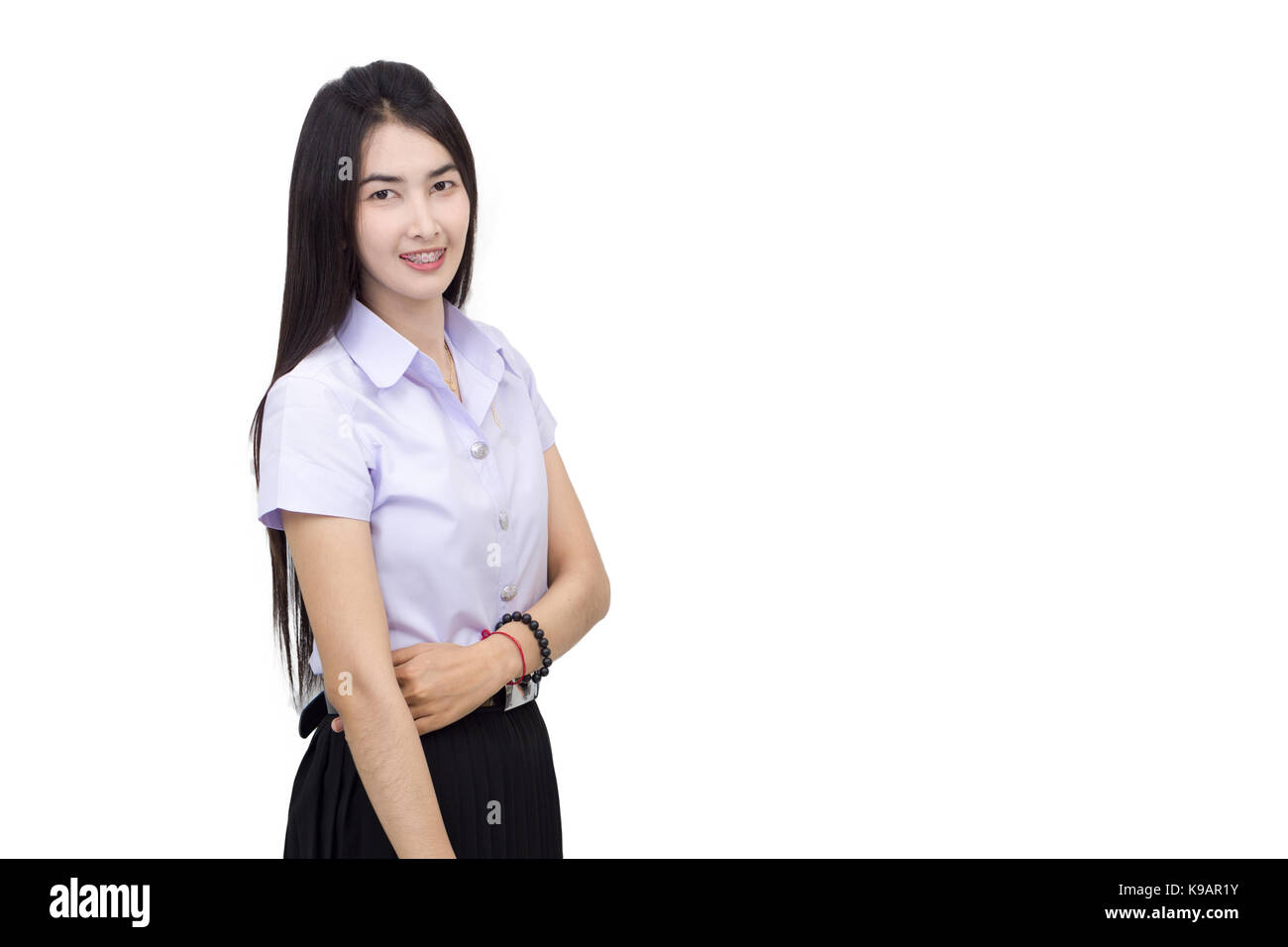 Portrait of thai adult student university uniform Stock Photo