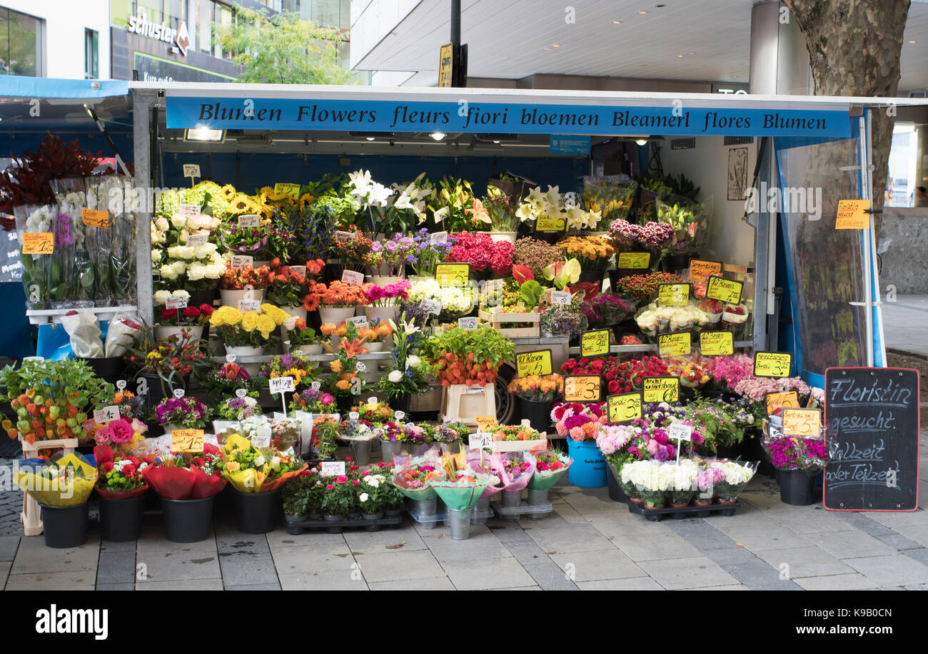 A flower stall within Munich, Germany, Europe Stock Photo Alamy