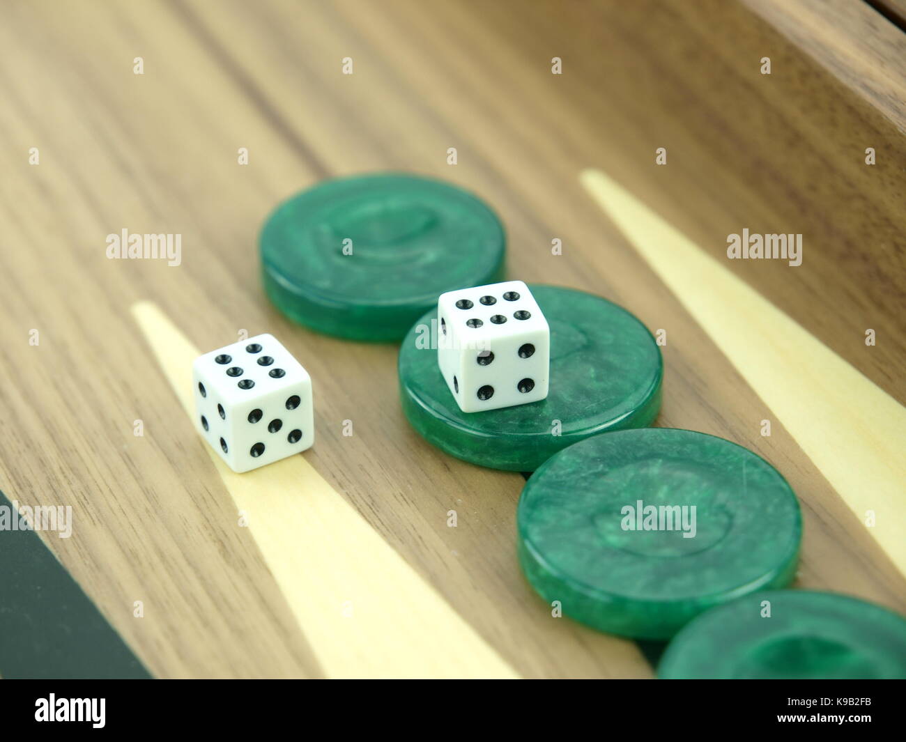 Backgammon Set With Rolling Dice Stock Photo Alamy