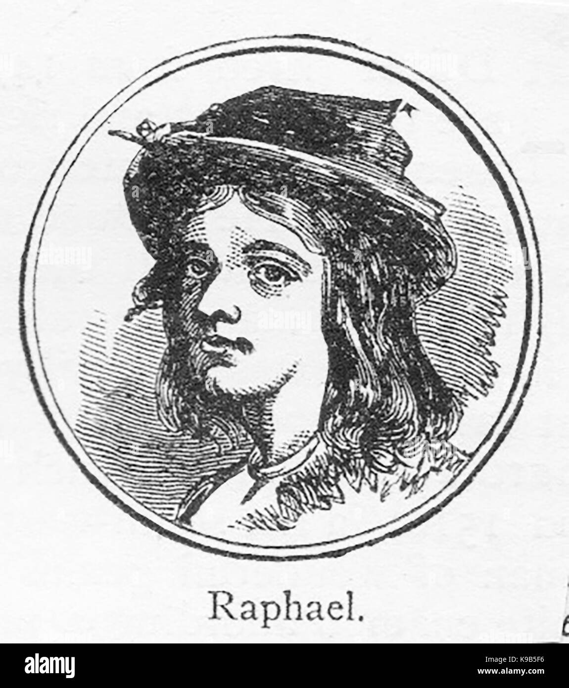 A 1910 sketch portrait of Raphael (Raffaello Sanzio da Urbino) Italian painter and architect as a boy Stock Photo