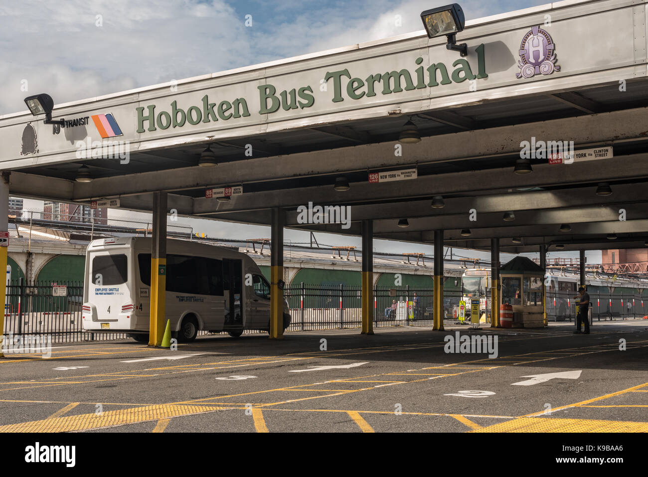 Hoboken, NJ USA -- September 19, 2017 Photo of the Hoboken Bus Terminal operated by the Port Authority of New York and New Jersey. Editorial Use Only. Stock Photo