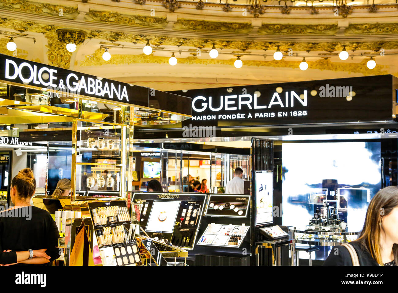 Galerie Lafayette, Paris, France in store makeup and skincare luxury