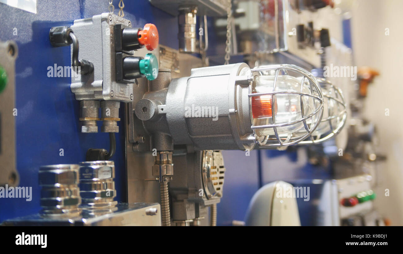 Gas leak detector control panel and fire alarm lighting Stock Photo Alamy