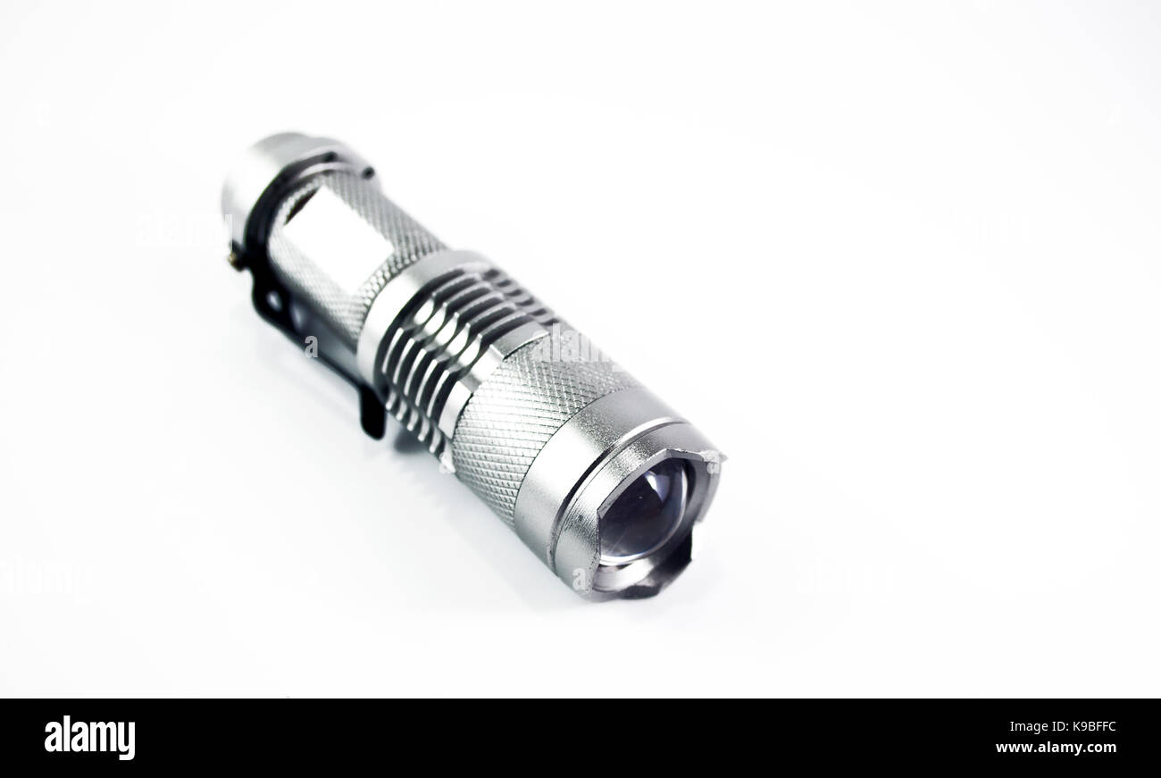 Led flashlight isolated on white background Stock Photo - Alamy