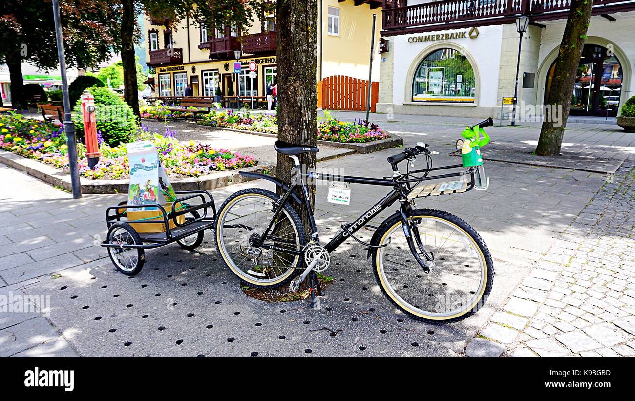 Bicycle rental shop in downtown GarmischPartenkirchen, Germany Stock