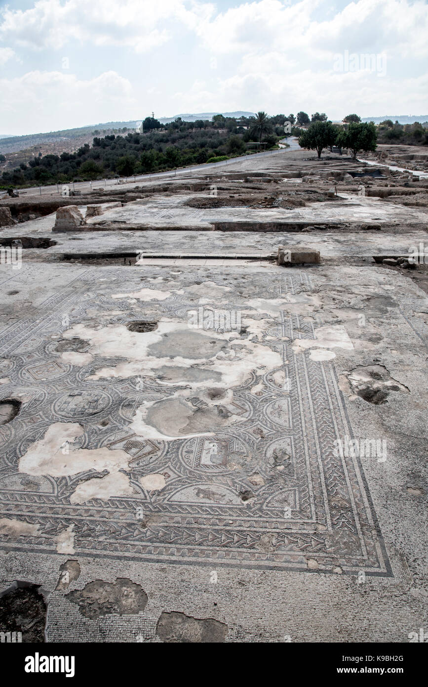 Israel, Lower Galilee, Zippori National Park The city of Zippori (Sepphoris) A Roman Byzantine period city with an abundance of mosaics Mosaic floor i Stock Photo