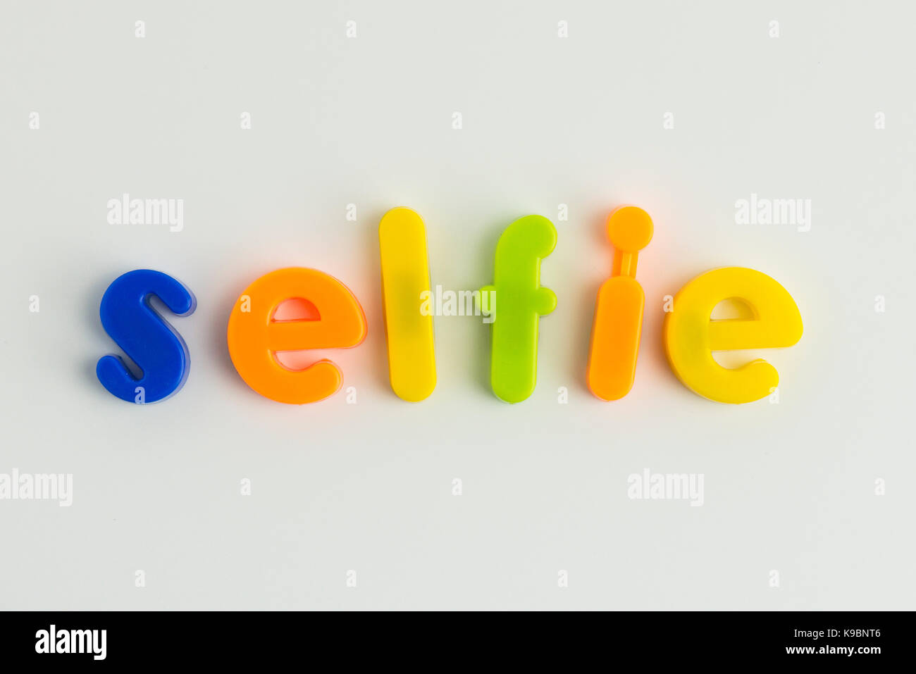 selfie word in colourful children's letters Stock Photo Alamy