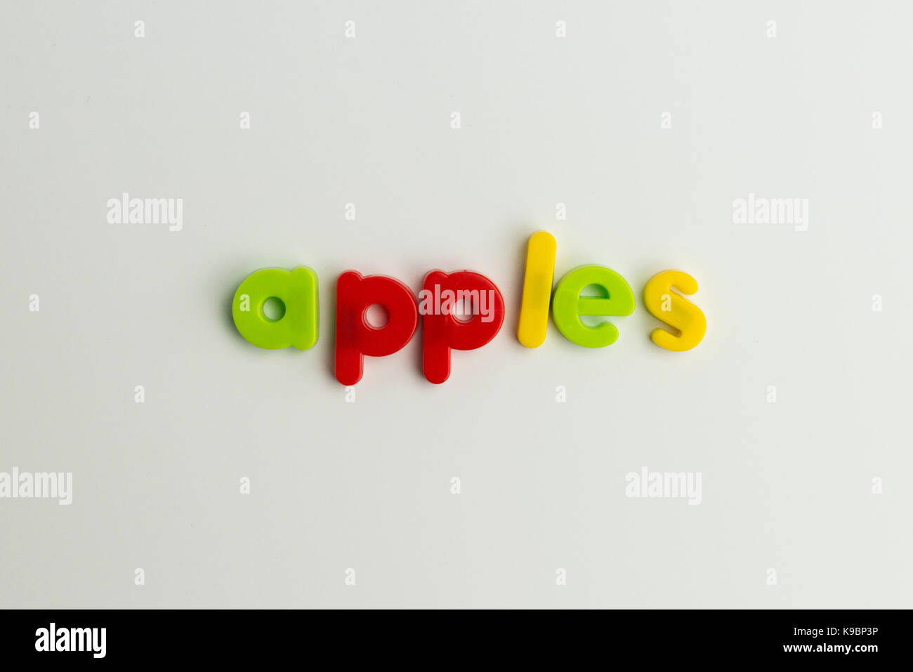 apples word in colourful children's letters Stock Photo Alamy