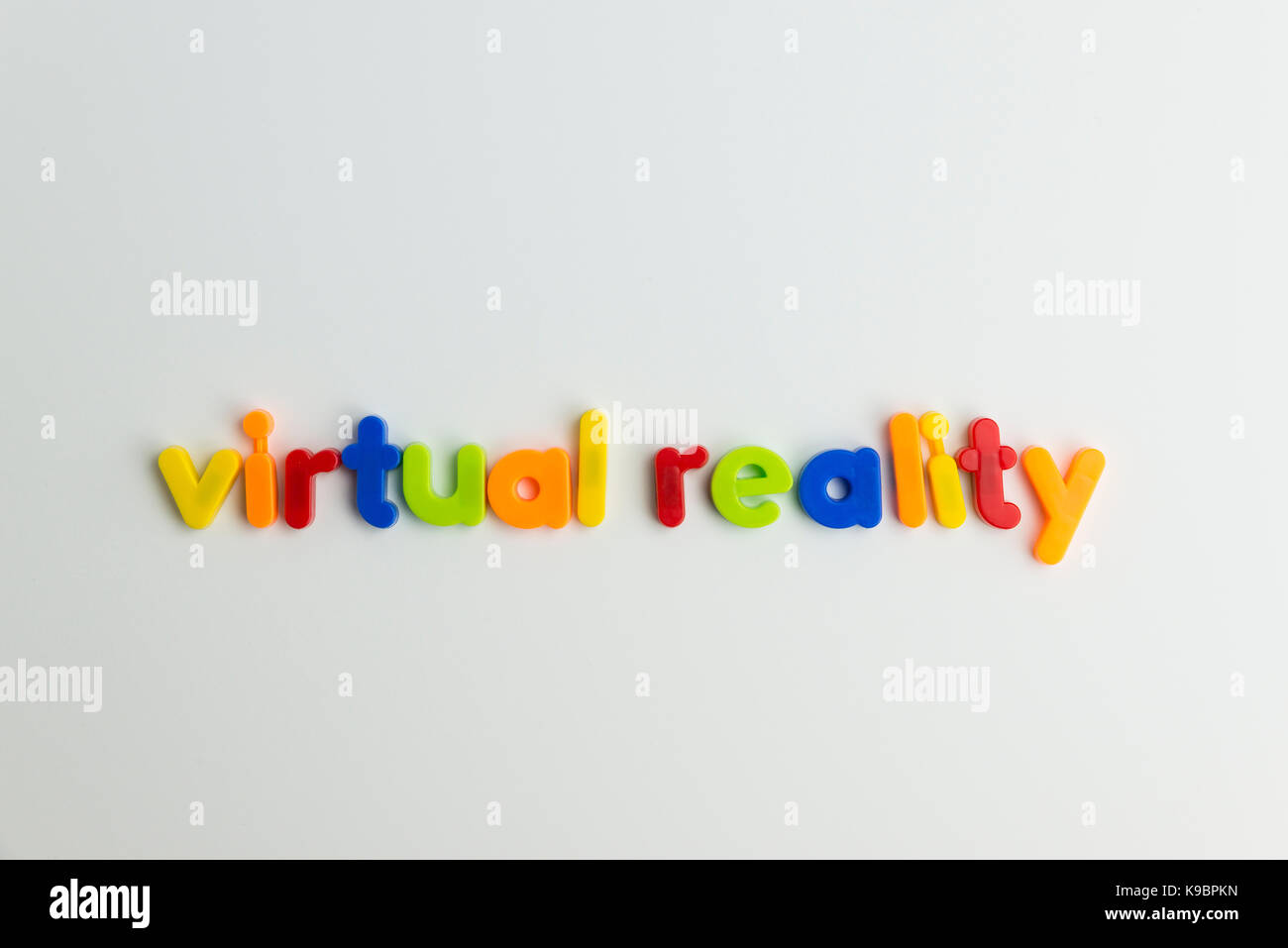 virtual reality words in colourful children's letters Stock Photo Alamy