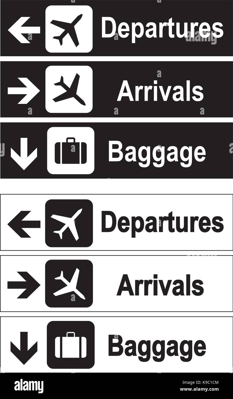 Airport informative signs Stock Vector