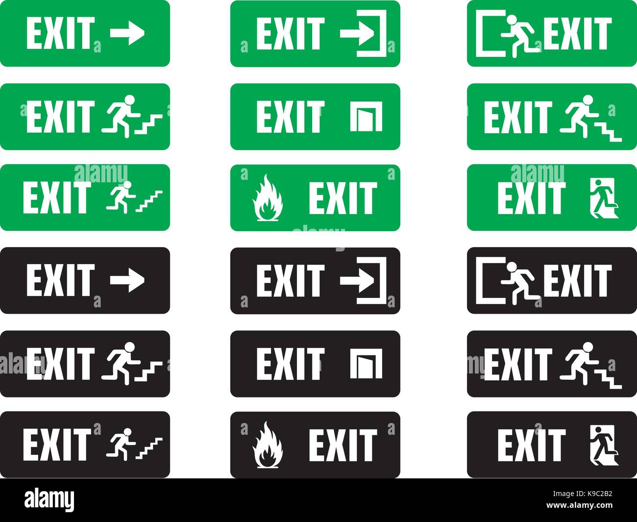 Exit escape informative signs Stock Vector