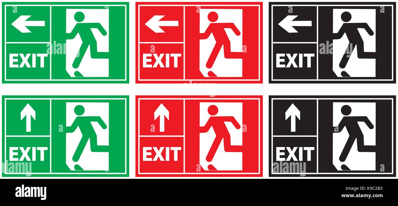 Exit escape informative signs Stock Vector