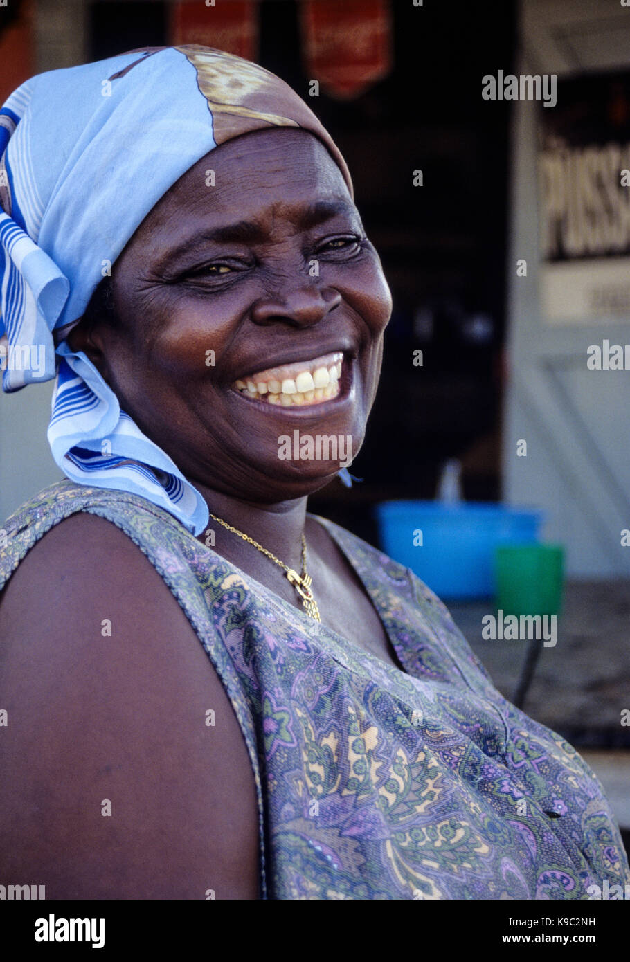 Grand Bassam, Ivory Coast, Cote d'Ivoire.  A Woman of the Apollo Ethnic Group, a sub-group of the Akan People. Stock Photo