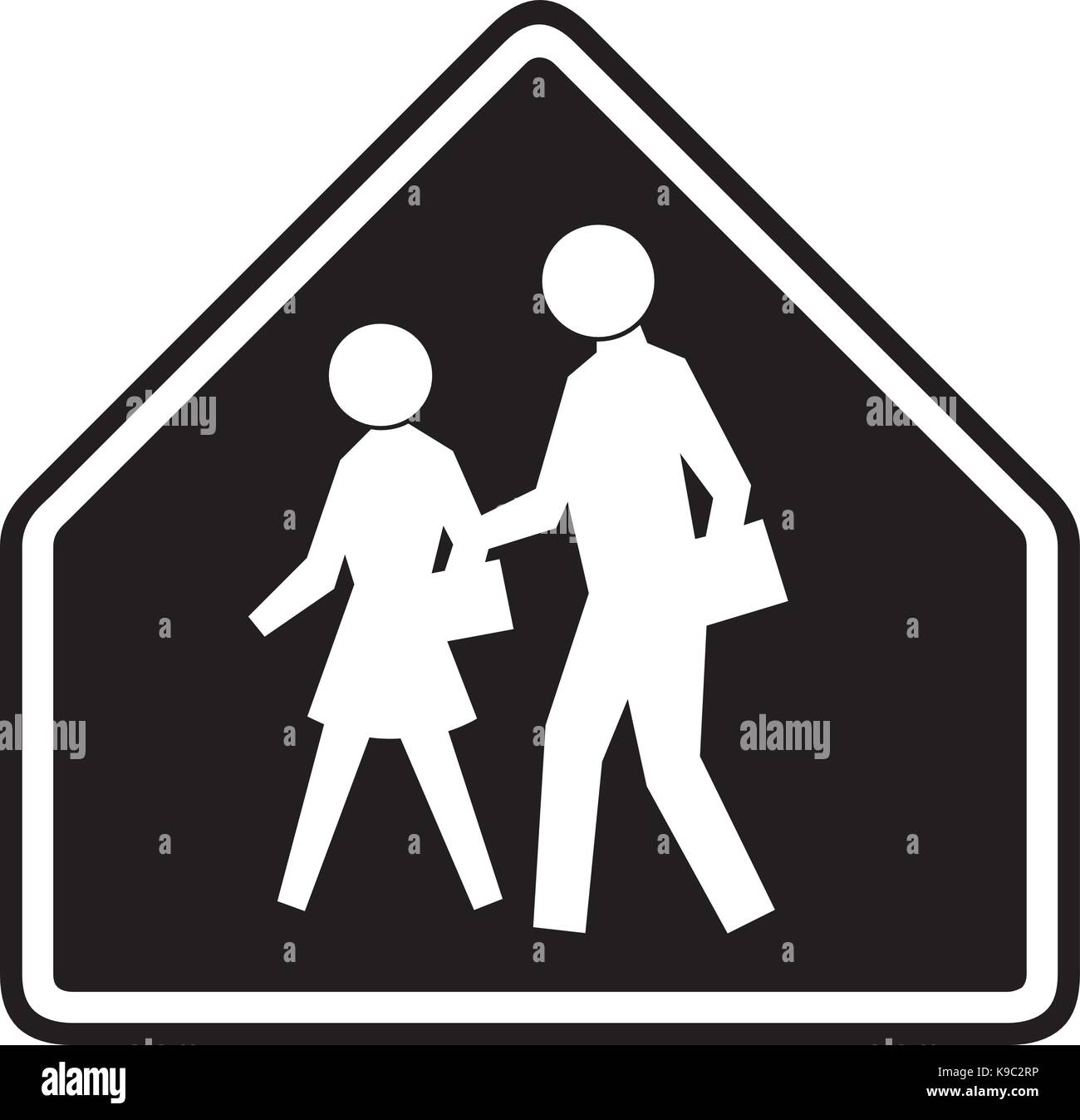 People crossing warning traffic sign Stock Vector