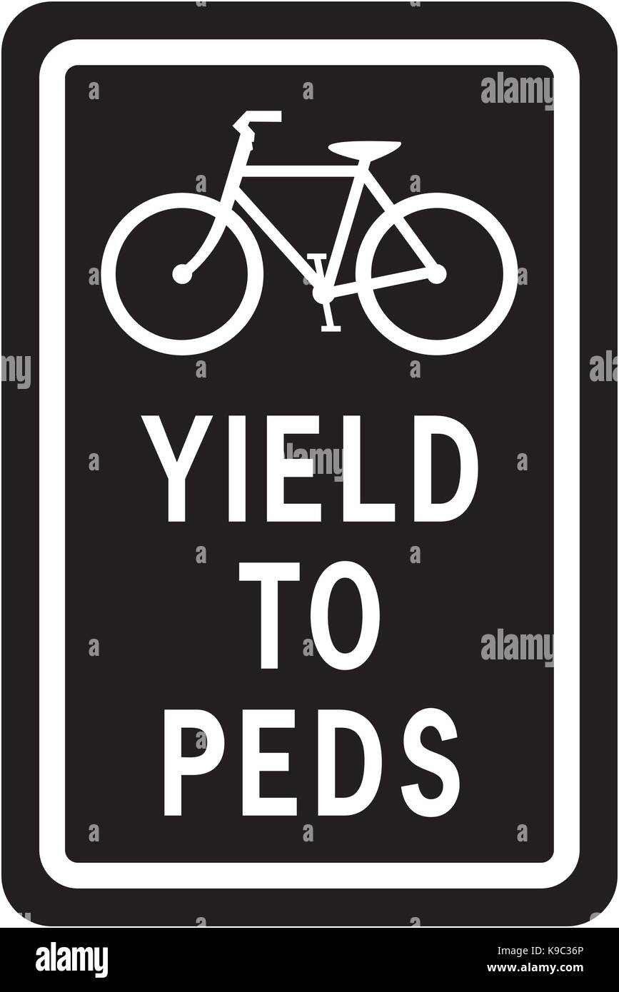 Yield to peds information warning sign Stock Vector