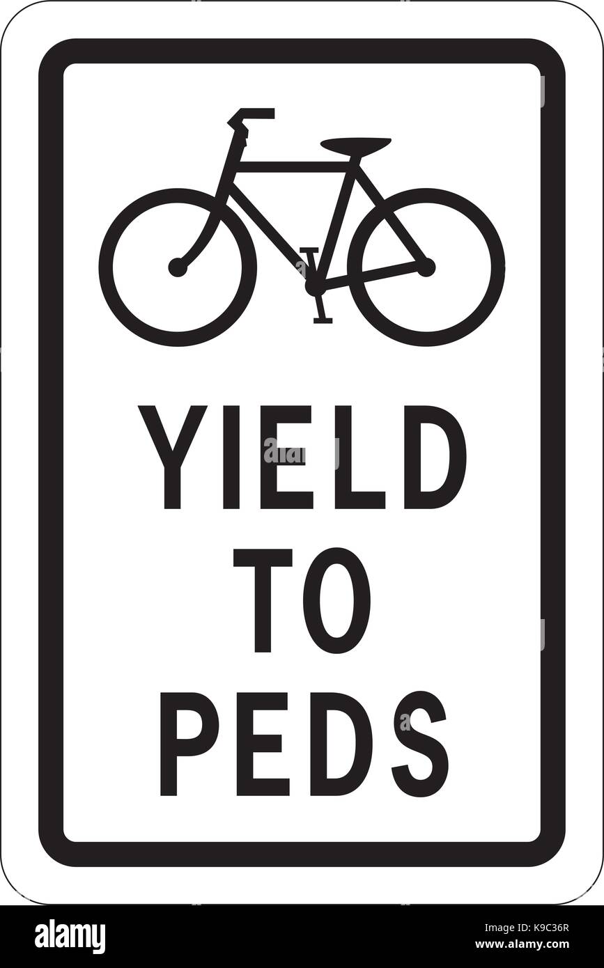 Yield to peds information warning sign Stock Vector