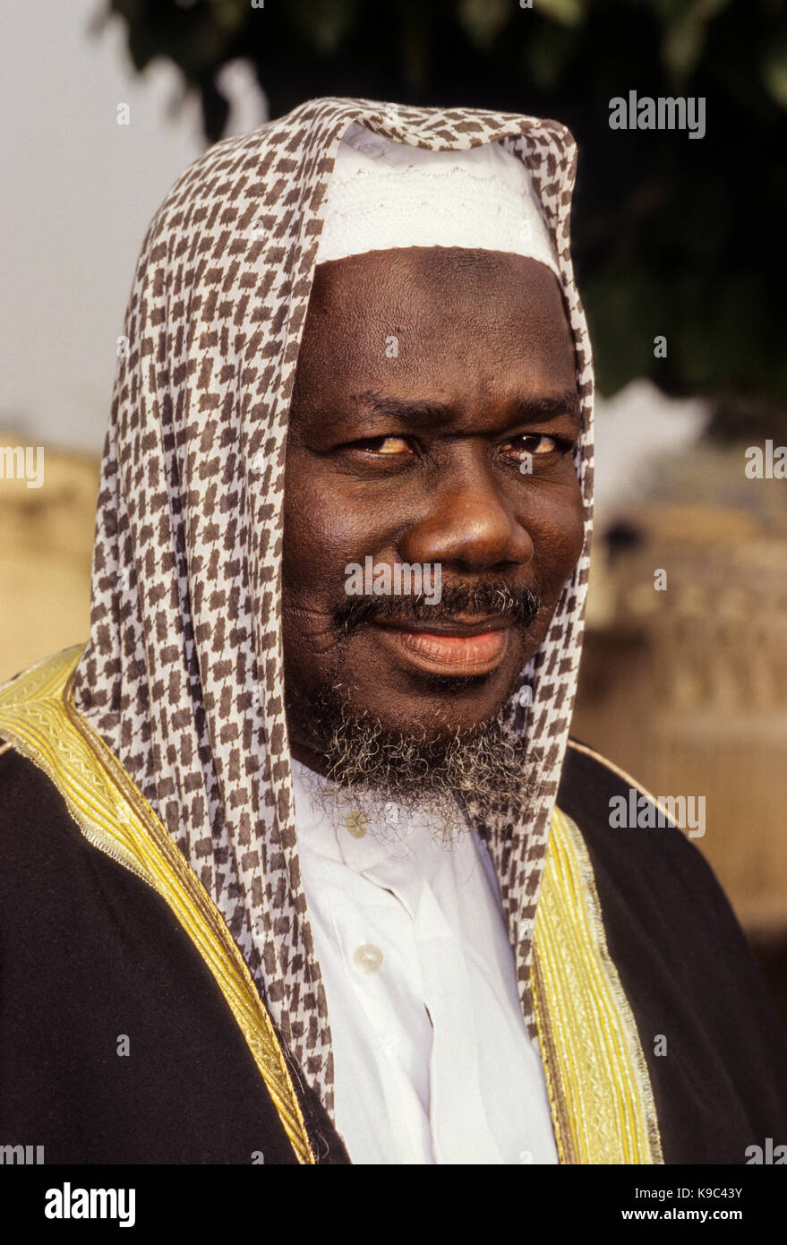 Yorobodi, Ivory Coast, Cote d'Ivoire.  Imam of the Mosque of Yorobodi.  Member of the Anyi (Agni) Ethnic Group, a sub-group of the Akan People. Stock Photo