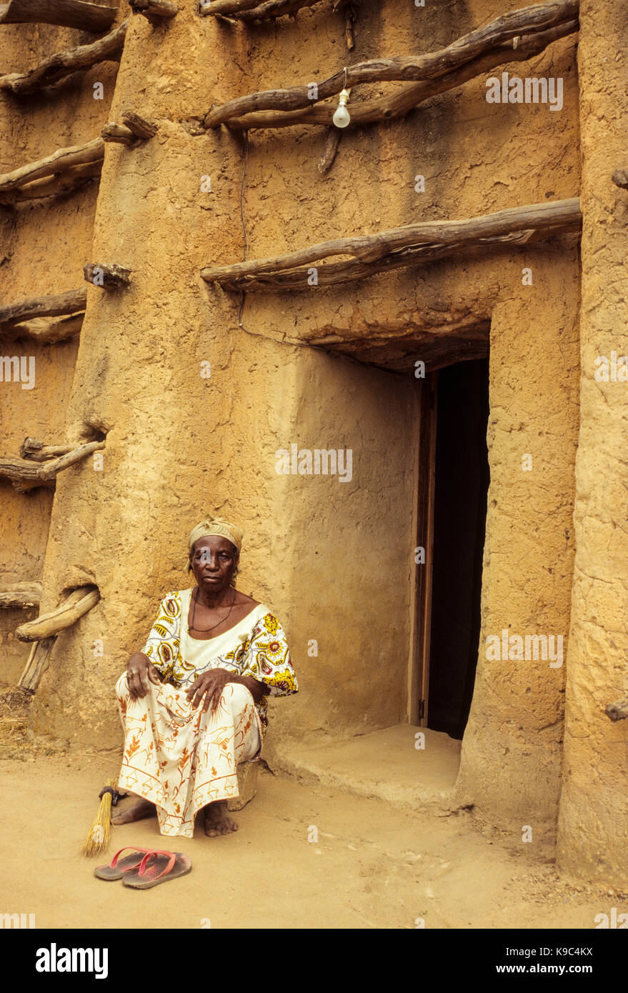 Kong, Ivory Coast, Cote d'Ivoire.  Caretaker of the Main Mosque of Kong. Stock Photo