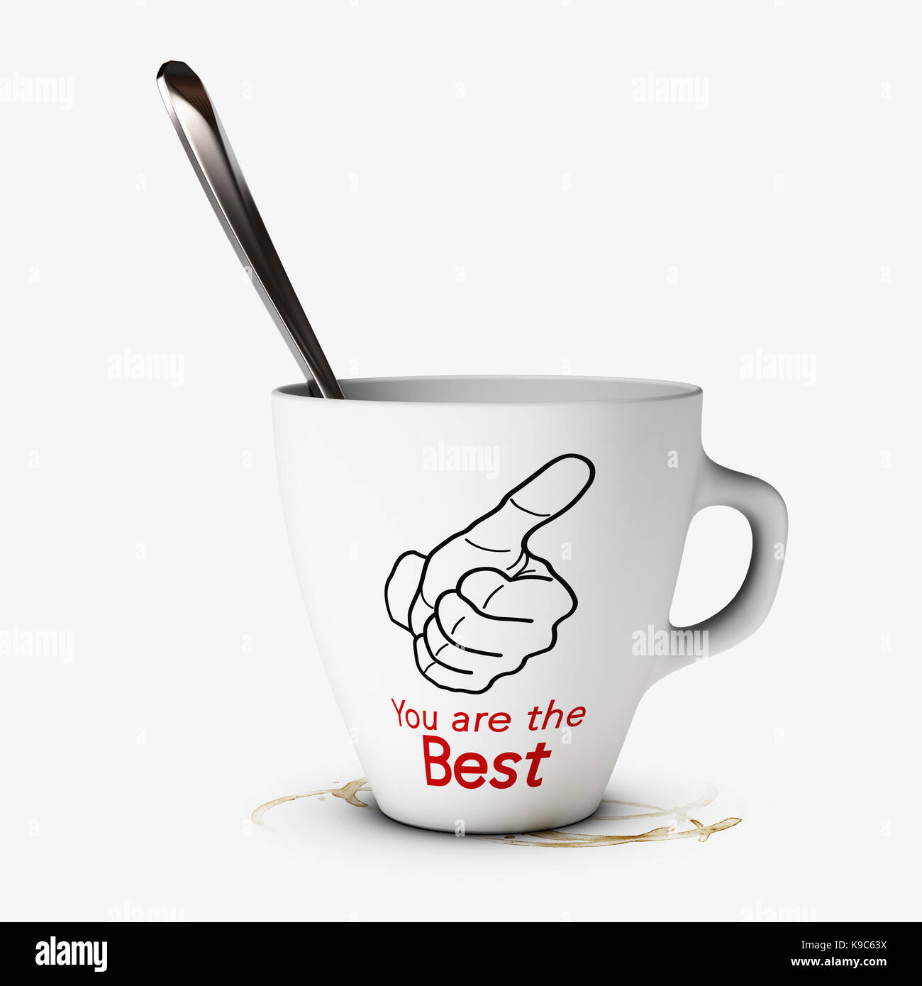 Mug with the text you are the best over white background. 3D illustration. Psychological concept of overinflated ego or autosuggestion Stock Photo
