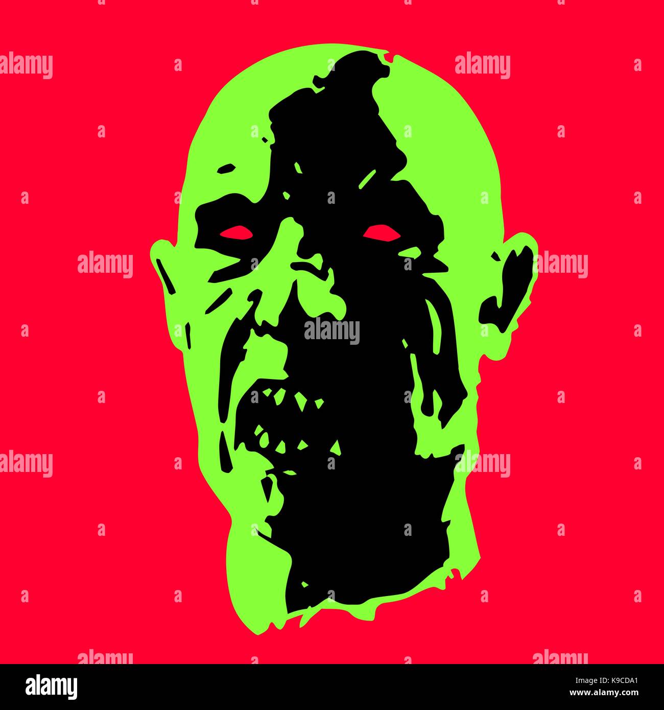 zombie face. horror picture. scary character. vector illustration Stock Vector