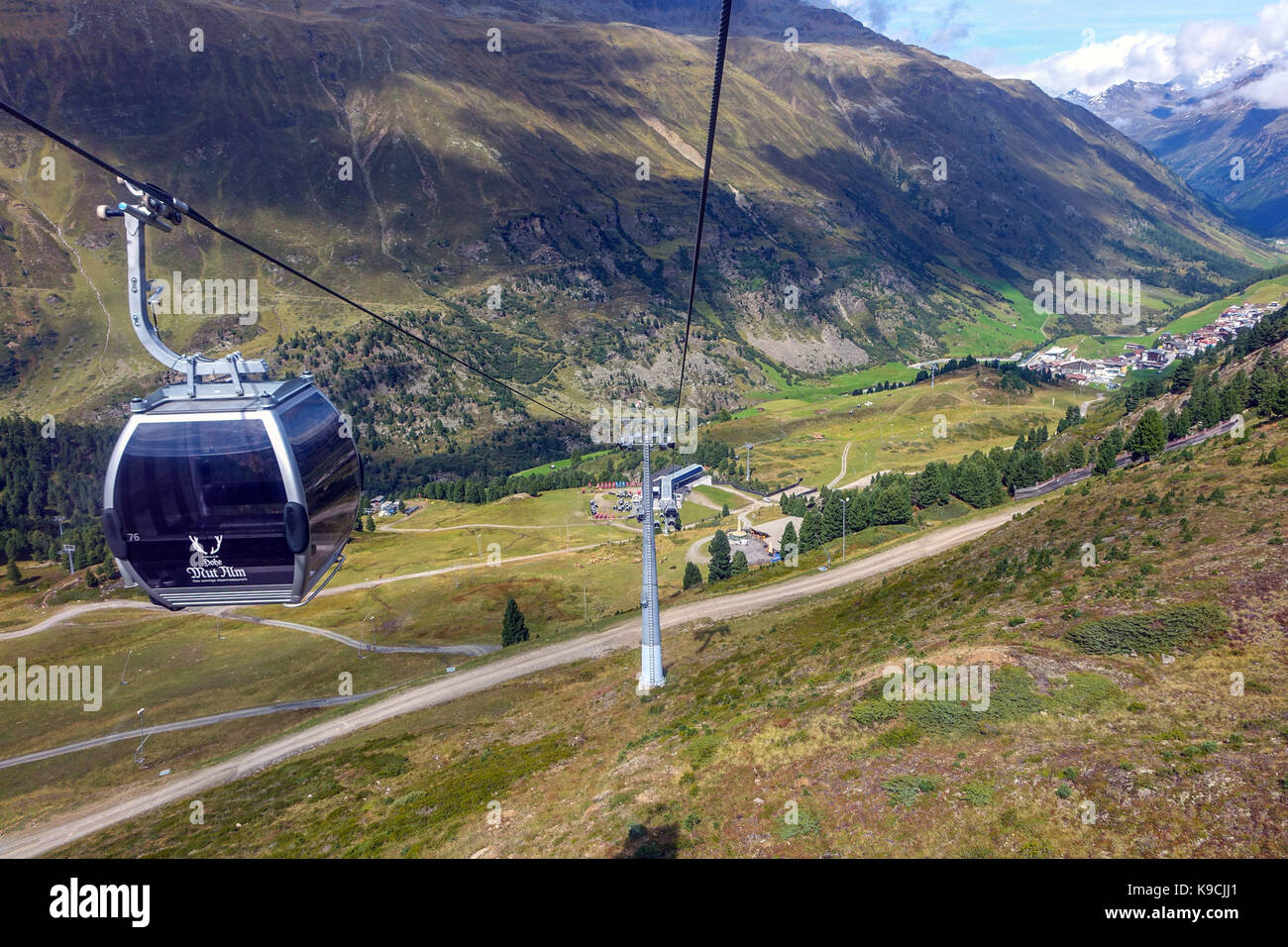 Oetztal valley and Obergurgl from Hohe Mut cablecar, Austria Stock Photo
