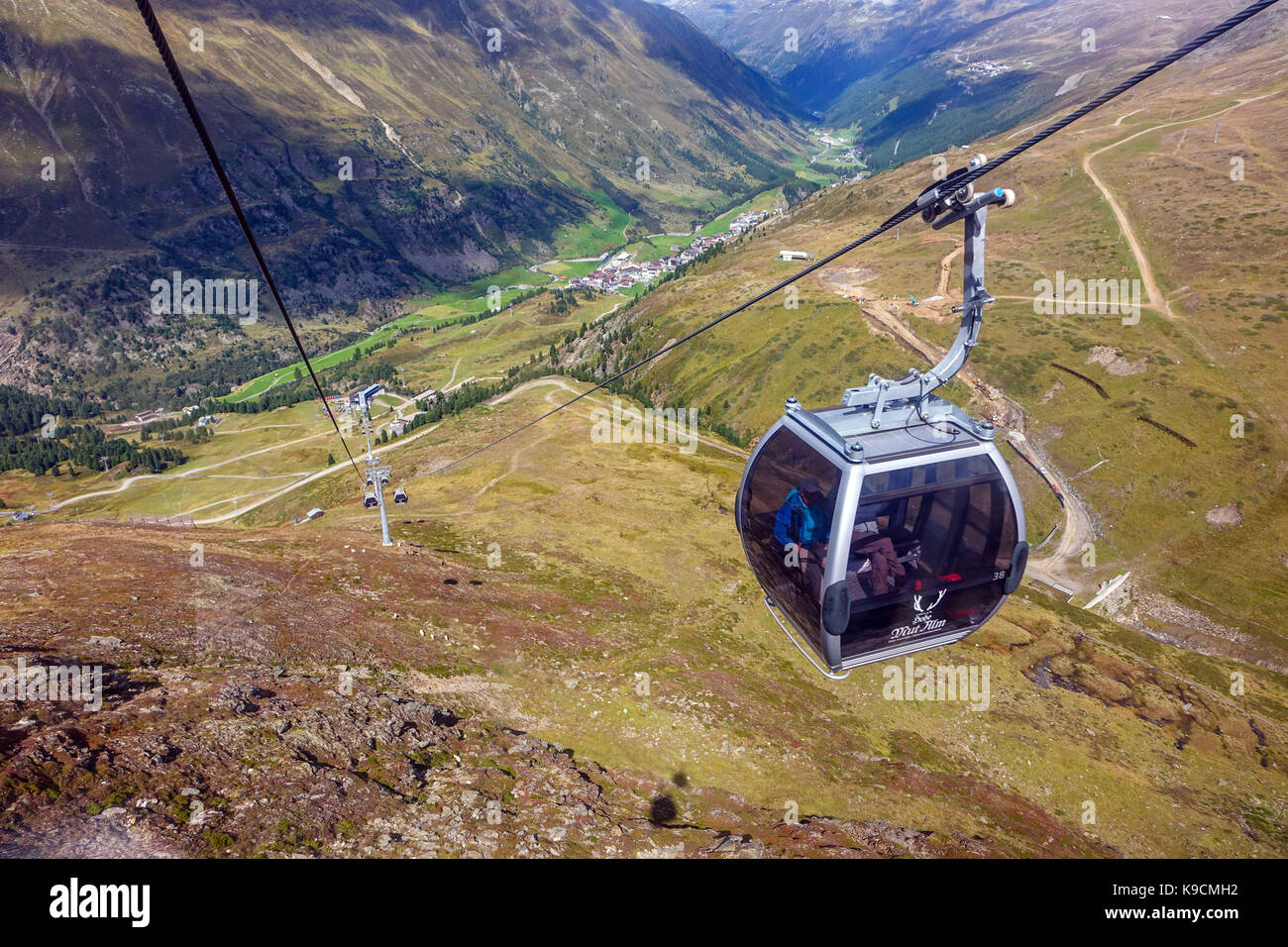 Oetztal valley and Obergurgl from Hohe Mut cablecar, Austria Stock Photo