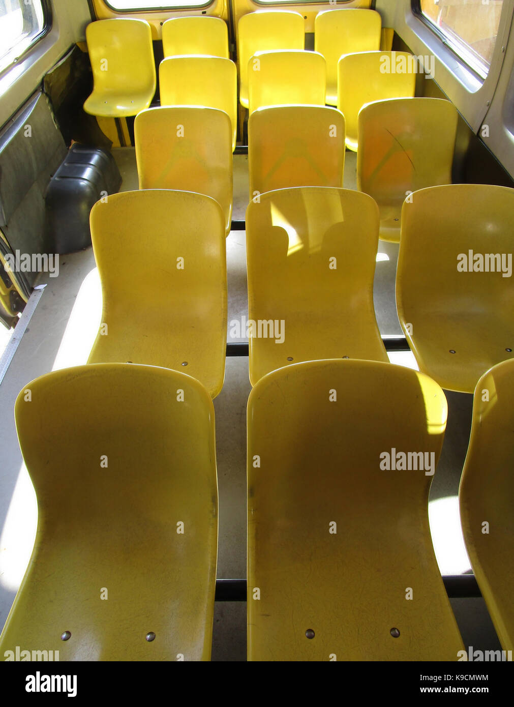 yellow school bus seats 2 Stock Photo Alamy
