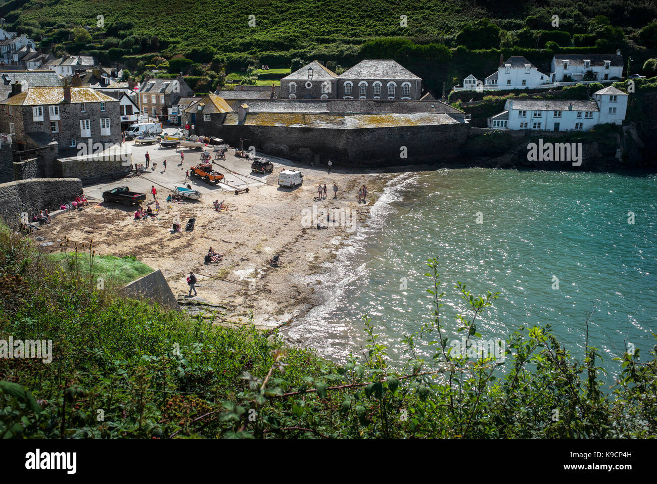 the harbour wall at port isaac Cornwall Stock Photo Alamy