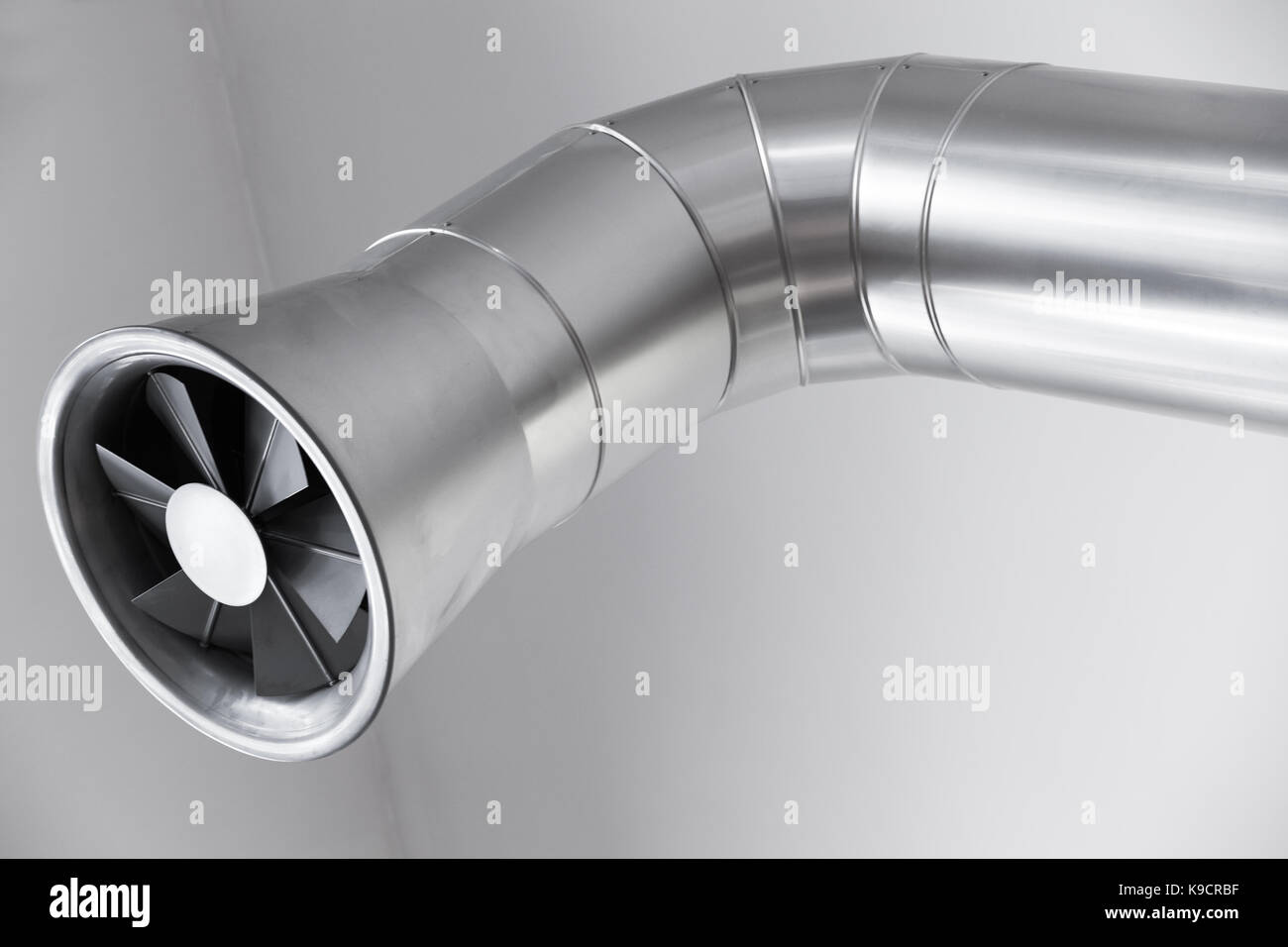 Modern round ventilation fan made of stainless steel Stock Photo