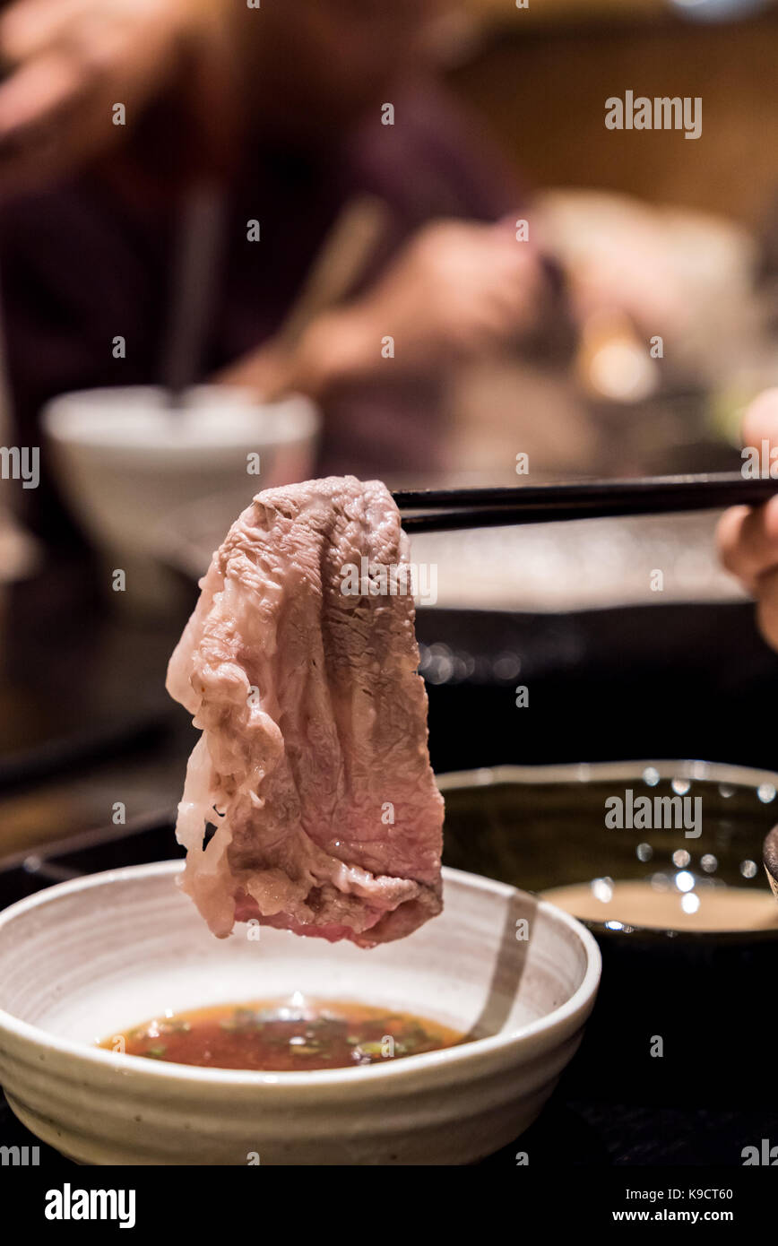 matsusaka beef A5 Wagyu Beef Shabu shabu with steam, Groumet Japanese