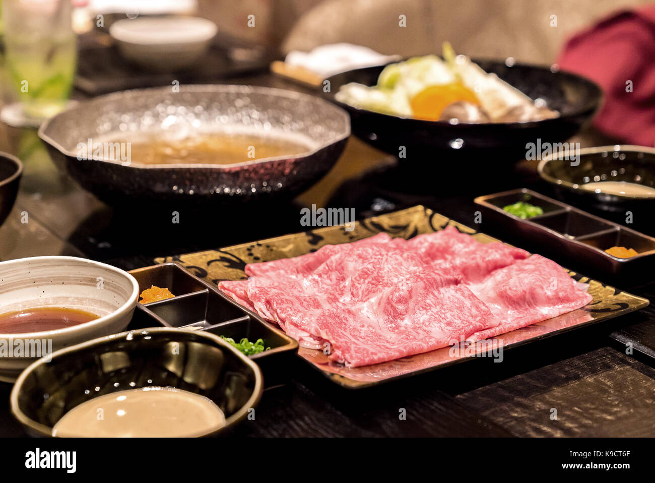 matsusaka beef A5 Wagyu Beef Shabu shabu Set with steam, Groumet