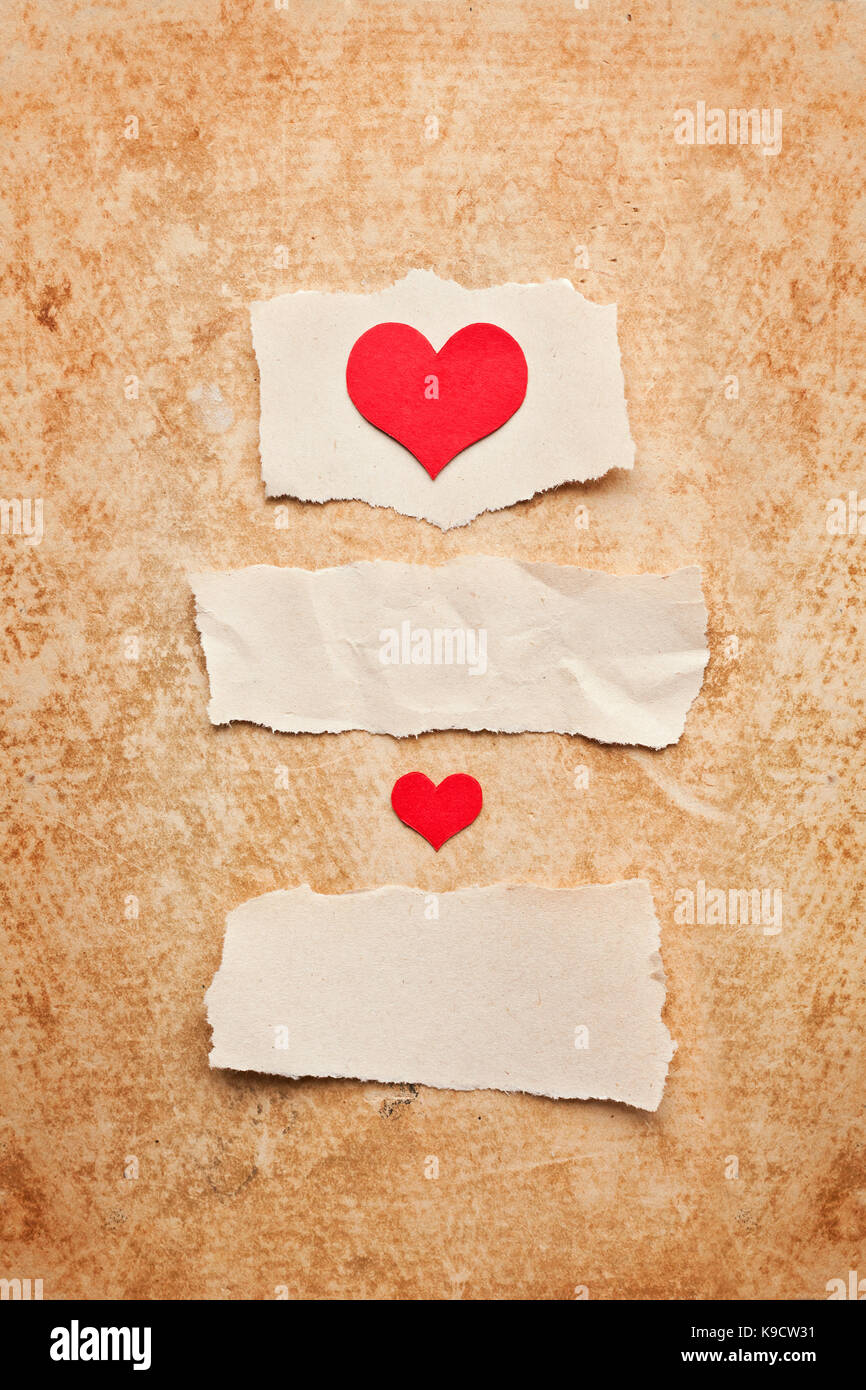 Ripped Pieces Of Paper On Grunge Paper Background. Love Letter.Valentine  Stock Photo, Picture and Royalty Free Image. Image 10332334.