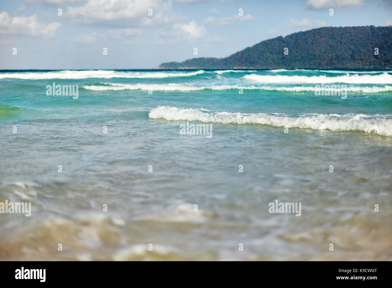 beautiful waves in the tropical sea Stock Photo
