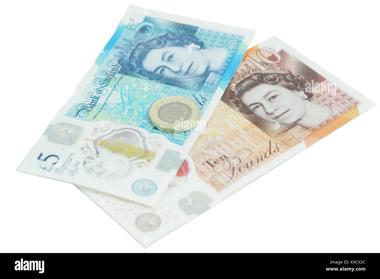 The newly introduced currency of the United Kingdom - The polymer ten pound (£10) note Stock Photo