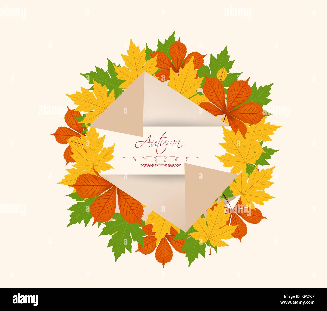 Colorful autumn leaves on a old paper retro Stock Vector Image & Art ...