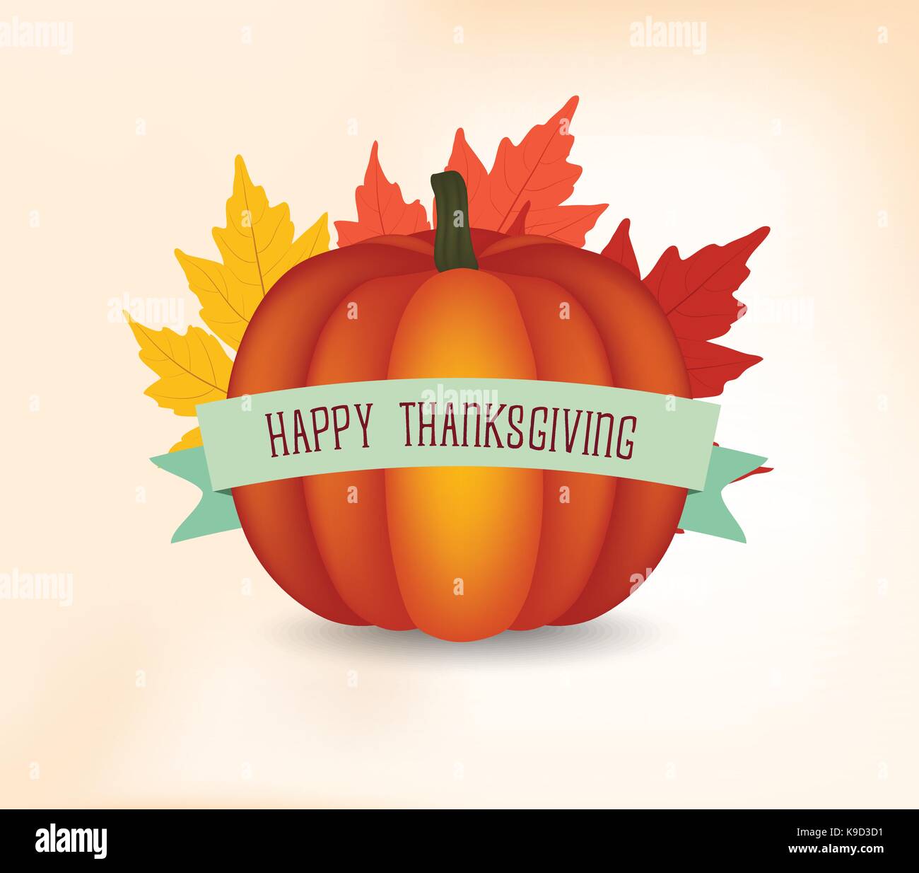 Thanksgiving Day background with maple leaf and pumpkin Stock Vector ...