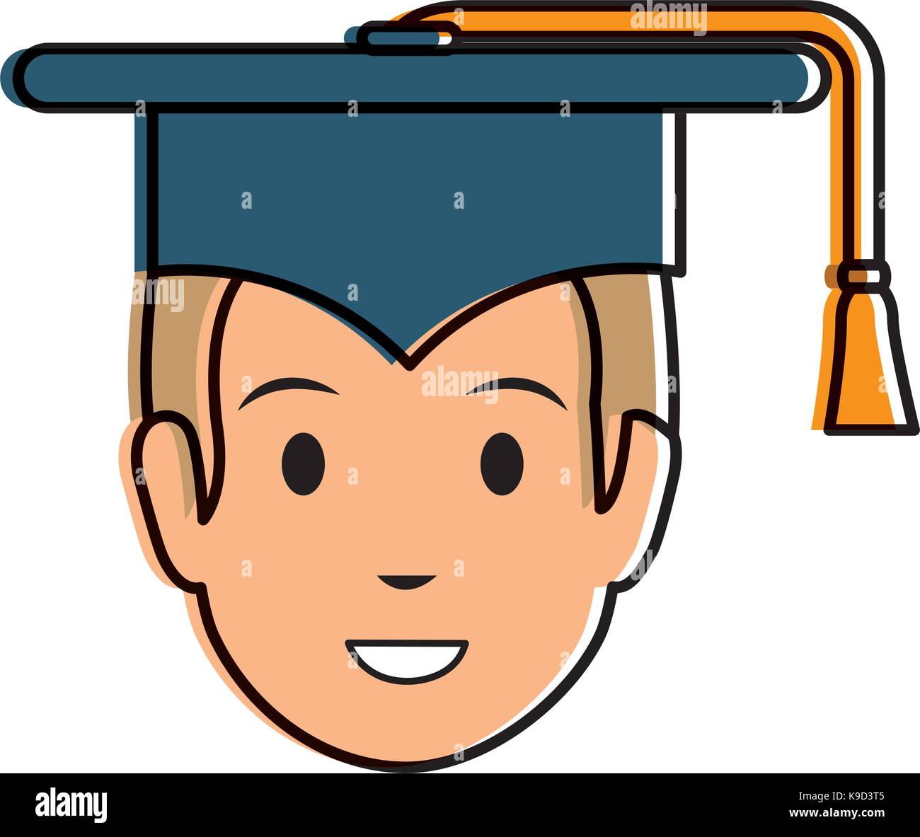 student head with hat graduation avatar vector illustration design ...