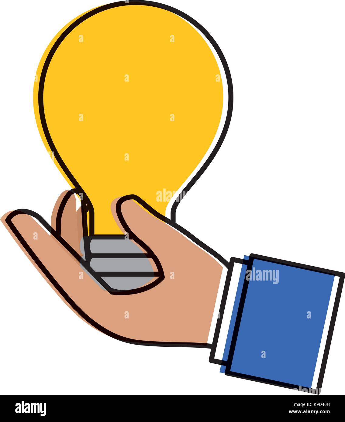 hand human with bulb light isolated icon vector illustration design ...