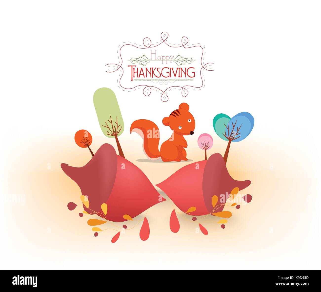 Thanksgiving Day with leaves with squirrel Stock Vector Image & Art - Alamy