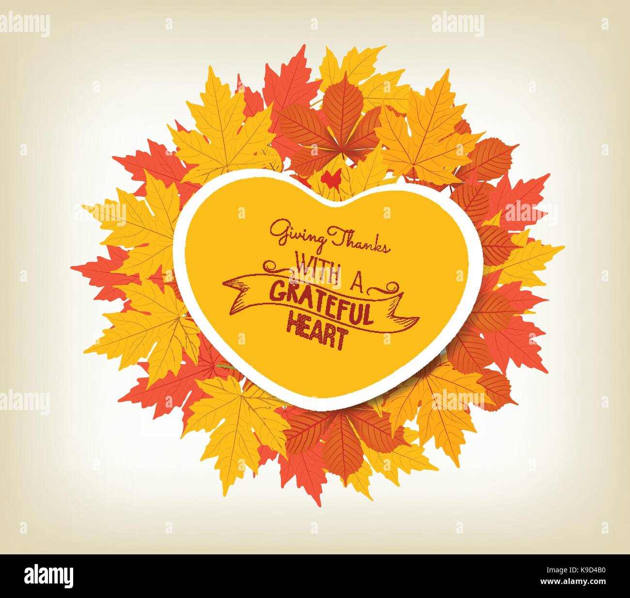 Happy Thanksgiving Sticker Heart Shape Label Beautiful Maple Leaves Stock Vector Image Art Alamy