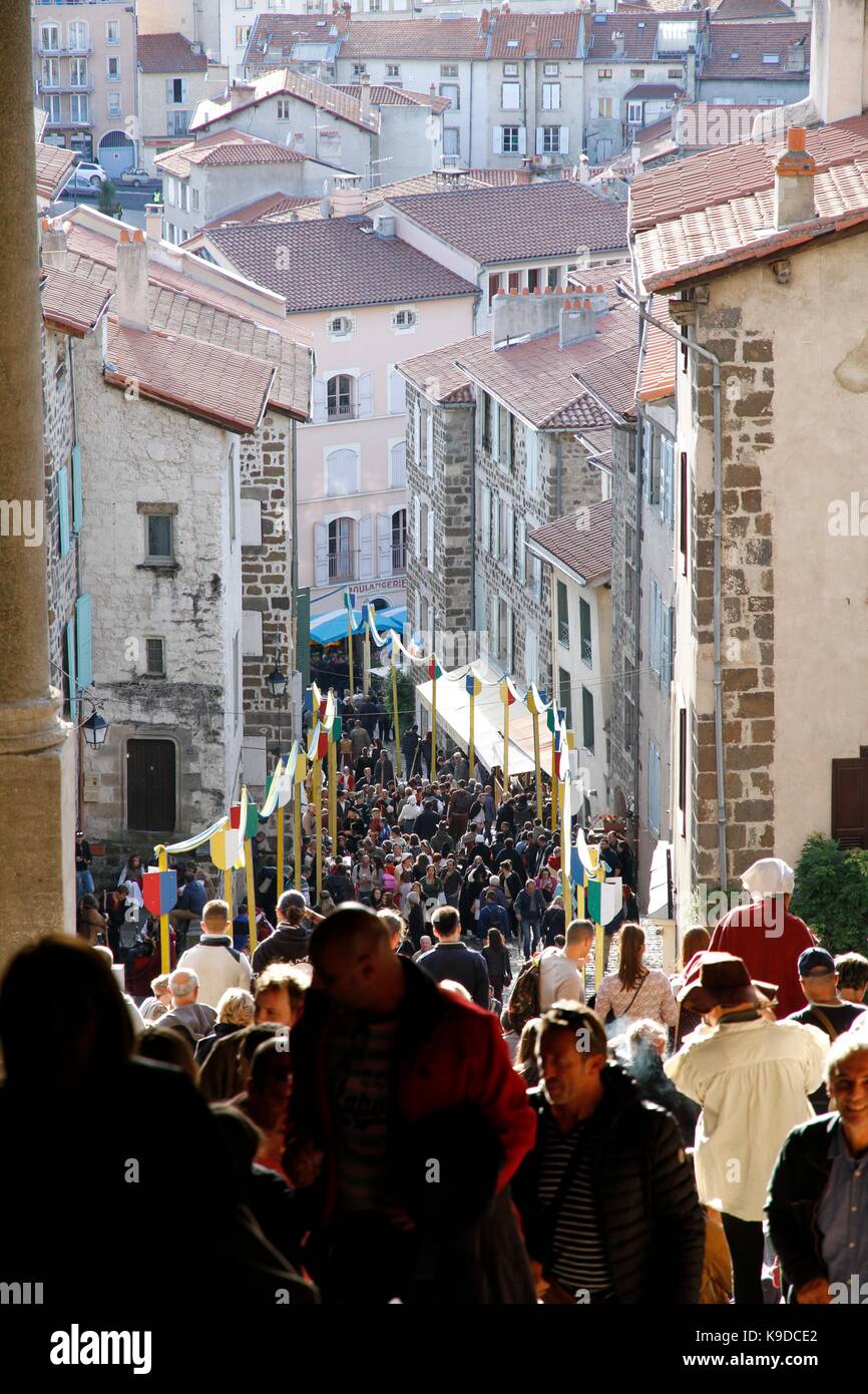 The feast of the king of the bird is a popular festival inherited from the Renaissance, medieval, at Le Puy en Velay, Haute-Loire, France Stock Photo