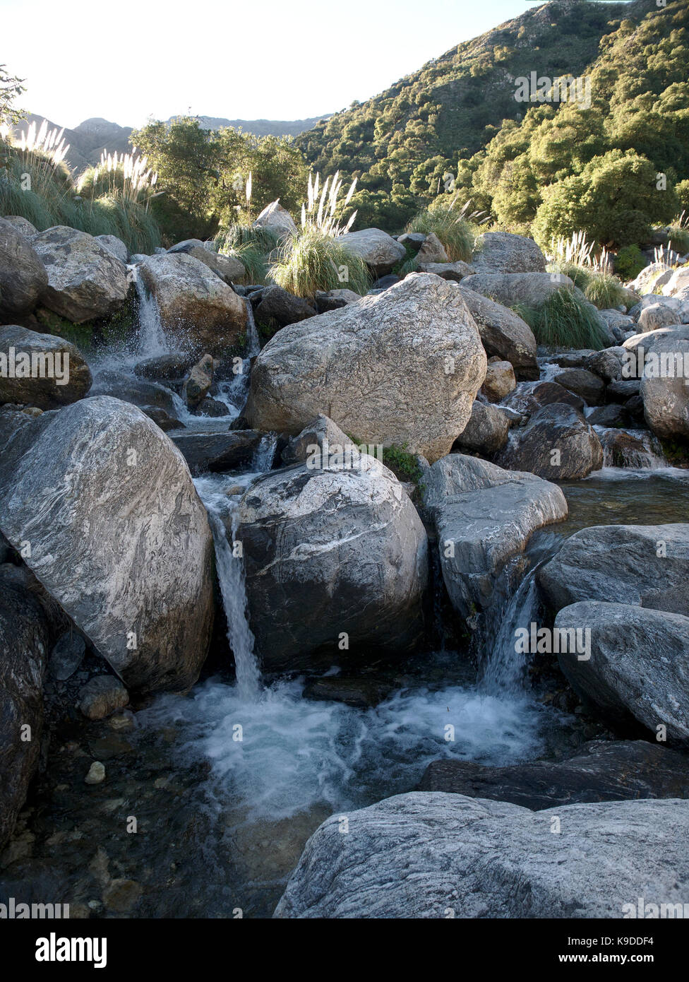 Villa de Merlo, San Luis, Argentina - 2017: The Pasos Malos creek at the mountains, located at the town limits. Stock Photo