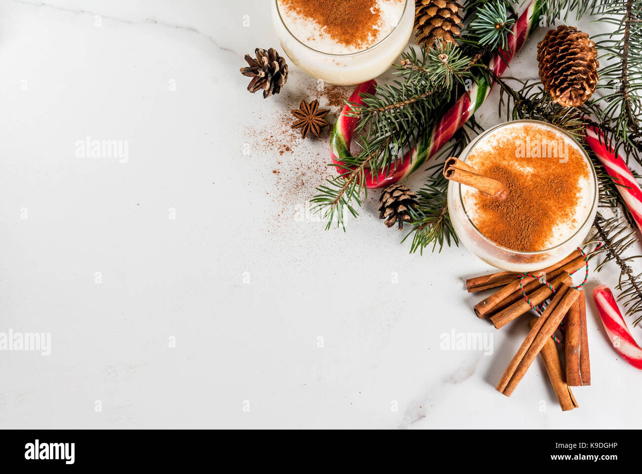 Eggnog With Cinnamon And Nutmeg For Christmas And Winter Holidays. Homemade  Eggnog In Glasses With Spicy Rim. Stock Photo, Picture and Royalty Free  Image. Image 90089316.