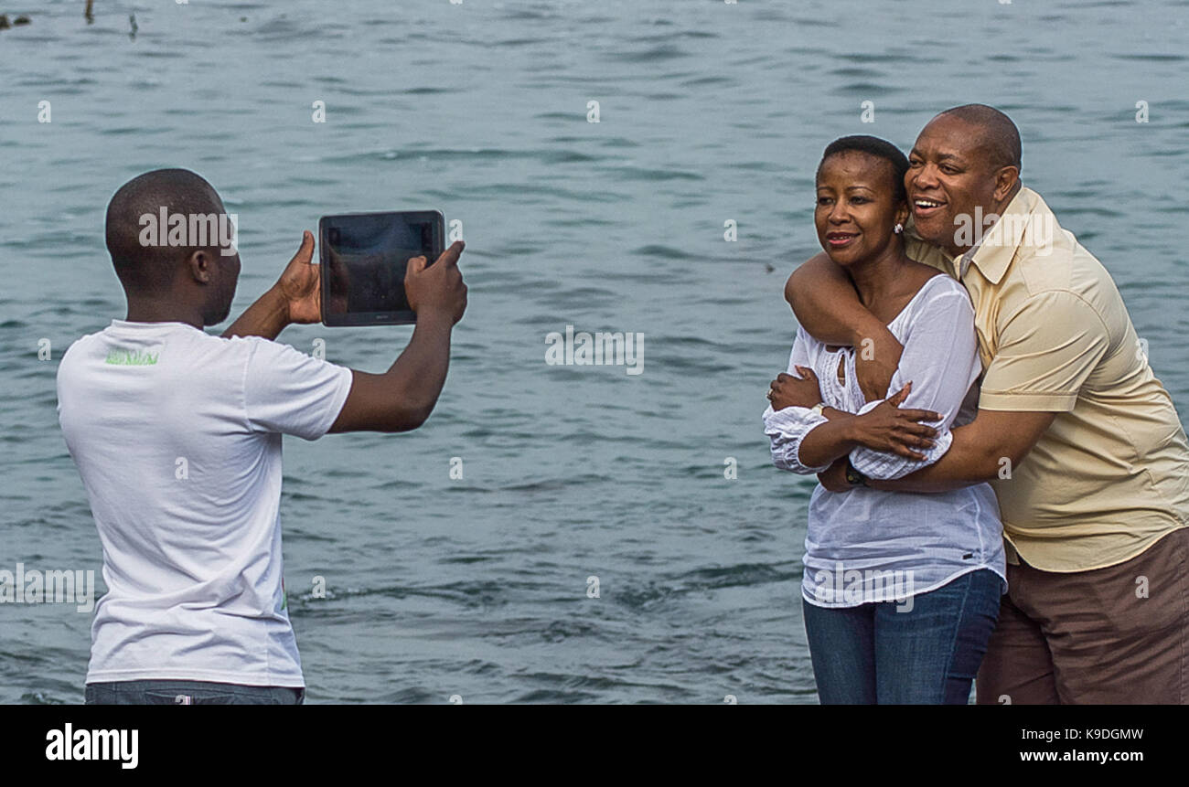 tourists at Hermanus, Western Cape, South Africa Stock Photo