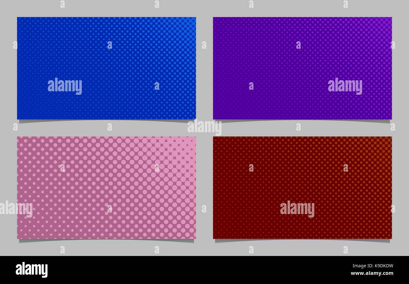 Retro halftone circle pattern business card background template set ...
