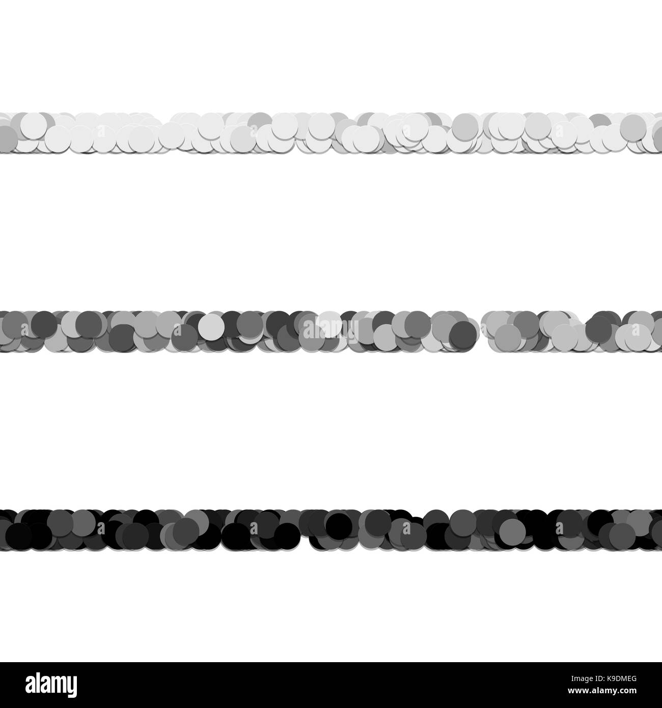 Repeatable abstract circle pattern text dividing line design set - vector graphic elements from dots Stock Vector