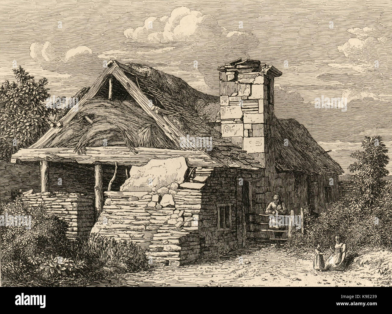 Near Valle Crucis Abbey Denbighshire May 1 1815 Stock Photo