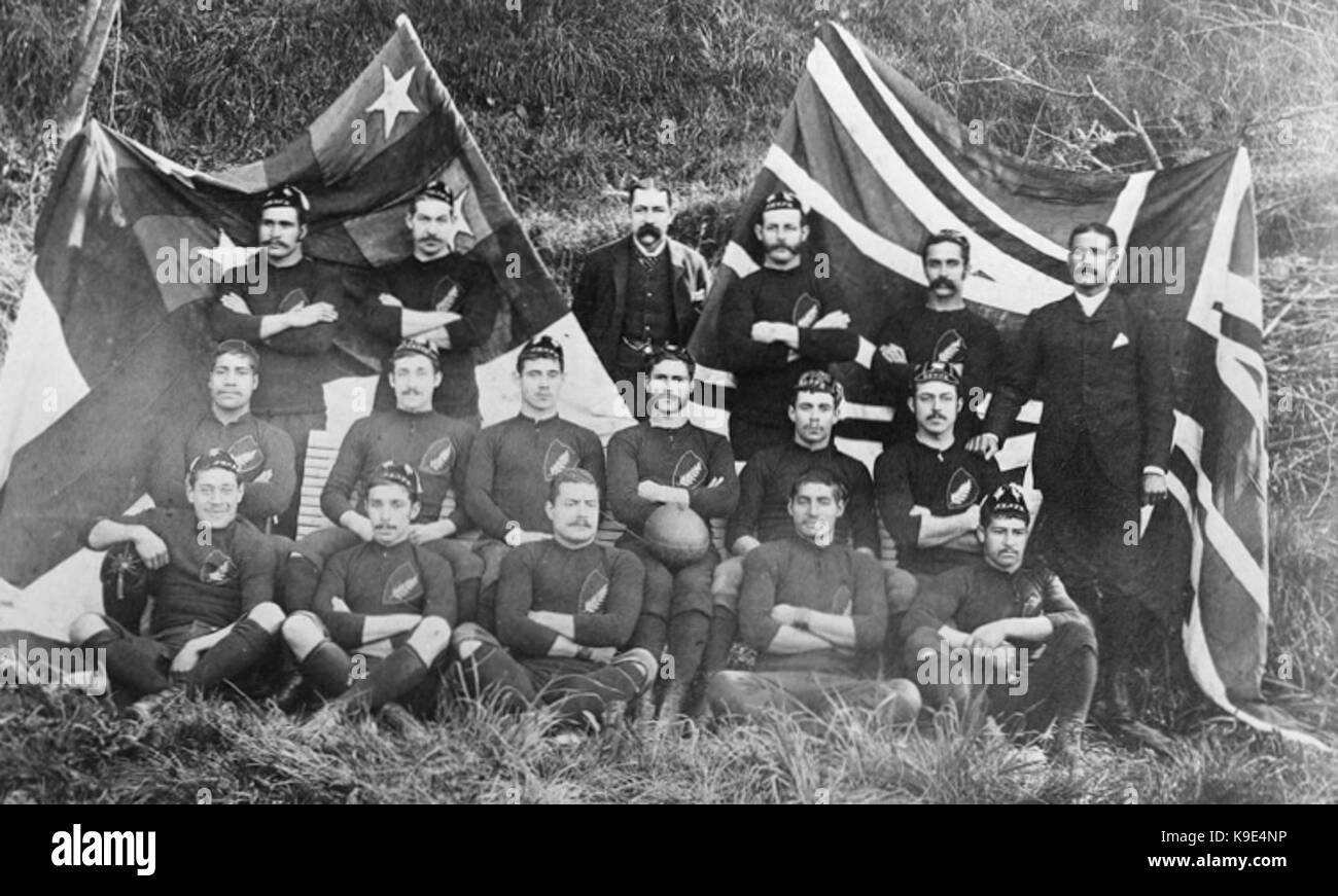 New Zealand Natives football team black and white cropped Stock Photo