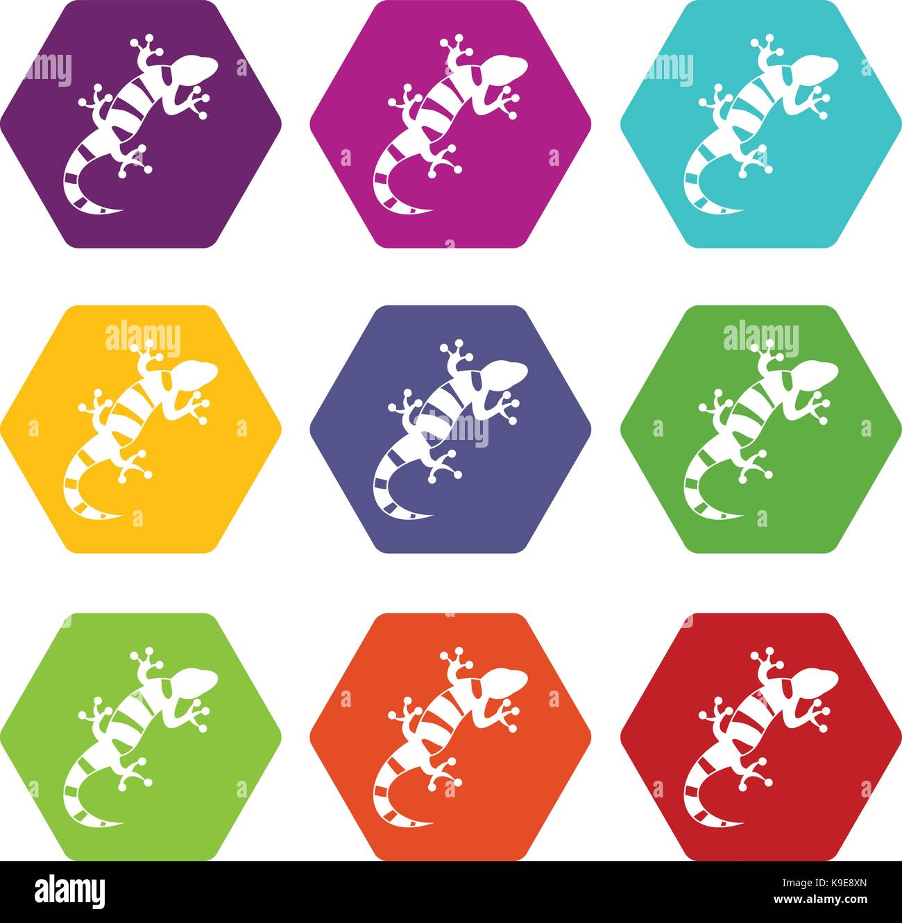 Lizard icon set color hexahedron Stock Vector Image & Art - Alamy